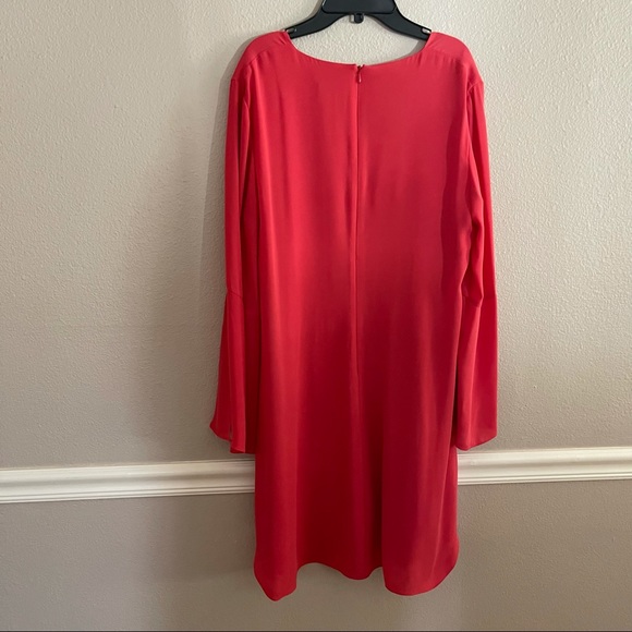Chelsea28 Bell Sleeve Chiffon Coral Shirt Dress - Picture 9 of 12